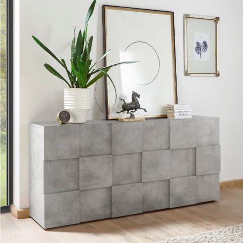 Buffet de salon avec rangement 3 portes gris ciment Dama Ct S Promotion