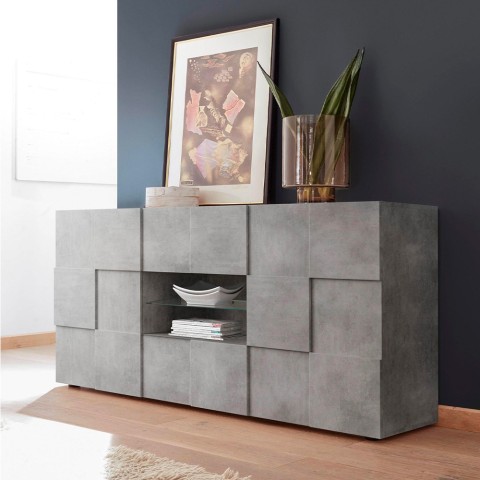 Buffet séjour 181cm 2 portes 2 tiroirs effet béton Dama Ct M Promotion