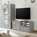 Meuble TV design moderne 121x42 cm gris béton Petite Ct Dama Remises