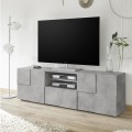 Meuble TV 2 portes et tiroir effet béton design damier Tecum Ct Dama Promotion