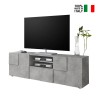 Meuble TV 2 portes et tiroir effet béton design damier Tecum Ct Dama Vente