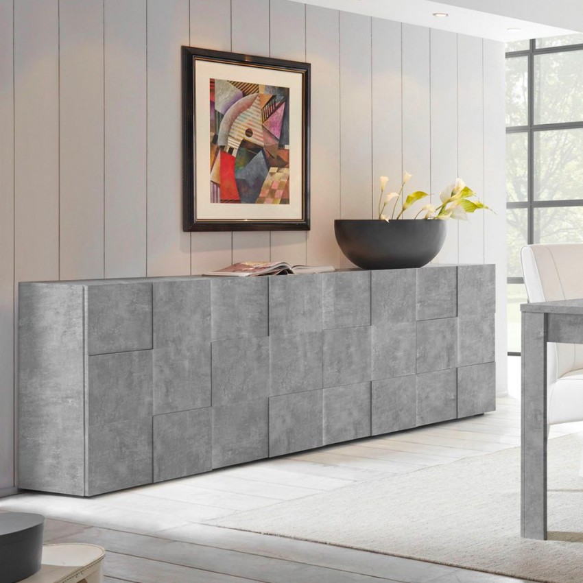 Buffet de séjour 4 portes 241 cm gris ciment Dama Ct L Promotion Buffet de séjour 4 portes 241 cm gris ciment Dama Ct L Promotion