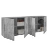 Buffet de séjour 4 portes 241 cm gris ciment Dama Ct L Remises
