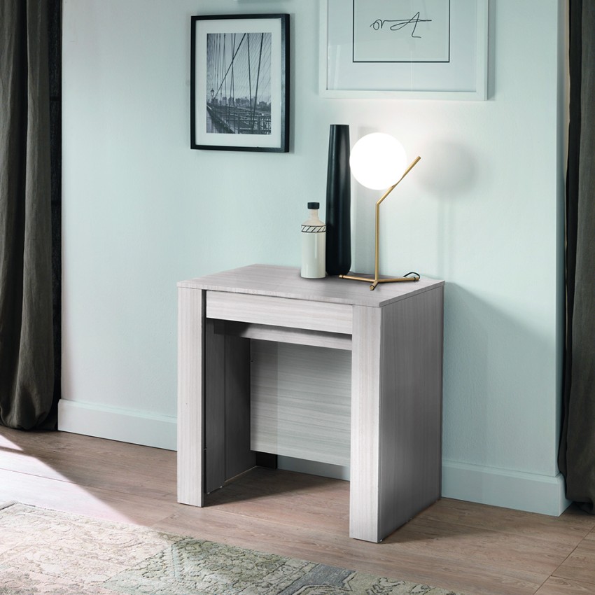 Table console extensible en bois blanc 54-252cm Coast Promotion