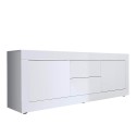 Meuble TV moderne 2 portes 2 tiroirs 210 cm blanc brillante Visio Wh Offre