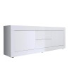 Meuble TV 2 portes 2 tiroirs moderne 210cm blanc brillant Visio Wh Offre