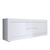 Meuble TV moderne 2 portes 2 tiroirs 210 cm blanc brillante Visio Wh Offre