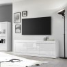 Meuble TV moderne 2 portes 2 tiroirs 210 cm blanc brillante Visio Wh Réductions
