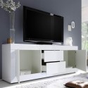 Meuble TV moderne 2 portes 2 tiroirs 210 cm blanc brillante Visio Wh Catalogue