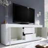 Meuble TV moderne 2 portes 2 tiroirs 210 cm blanc brillante Visio Wh Catalogue