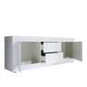 Meuble TV 2 portes 2 tiroirs moderne 210cm blanc brillant Visio Wh Remises
