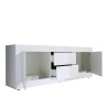 Meuble TV moderne 2 portes 2 tiroirs 210 cm blanc brillante Visio Wh Remises