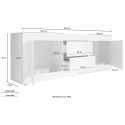 Meuble TV 2 portes 2 tiroirs moderne 210cm blanc brillant Visio Wh Choix