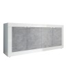 Buffet de salon moderne 4 portes blanc brillant béton 207cm Altea BC Offre