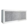 Buffet de salon moderne 4 portes blanc brillant ciment 207cm Altea BC Offre