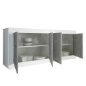 Buffet de salon moderne 4 portes blanc brillant béton 207cm Altea BC Remises