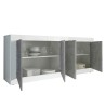 Buffet de salon moderne 4 portes blanc brillant béton 207cm Altea BC Remises