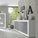 Buffet de salon moderne 4 portes blanc brillant béton 207cm Altea BC Réductions