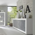 Buffet de salon moderne 4 portes blanc brillant ciment 207cm Altea BC Réductions