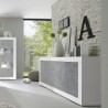 Buffet de salon moderne 4 portes blanc brillant béton 207cm Altea BC Réductions
