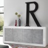 Buffet de salon moderne 4 portes blanc brillant béton 207cm Altea BC Catalogue