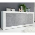 Buffet de salon moderne 4 portes blanc brillant béton 207cm Altea BC Choix