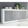 Buffet de salon moderne 4 portes blanc brillant béton 207cm Altea BC Choix