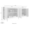 Buffet de salon moderne 4 portes blanc brillant béton 207cm Altea BC Caractéristiques