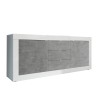 Buffet 2 portes 3 tiroirs blanc brillant béton 210cm Tribus BC Basic Offre