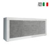 Buffet 2 portes 3 tiroirs blanc brillant béton 210cm Tribus BC Basic Vente