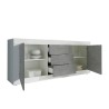Buffet 2 portes 3 tiroirs blanc brillant béton 210cm Tribus BC Basic Remises