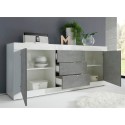 Buffet 2 portes 3 tiroirs blanc brillant béton 210cm Tribus BC Basic Caractéristiques