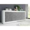 Buffet 2 portes 3 tiroirs blanc brillant béton 210cm Tribus BC Basic Choix