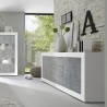 Buffet 2 portes 3 tiroirs blanc brillant béton 210cm Tribus BC Basic Catalogue