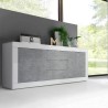Buffet 2 portes 3 tiroirs blanc brillant béton 210cm Tribus BC Basic Réductions