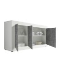 Buffet séjour moderne 3 portes blanc brillant béton Modis BC Basic Remises