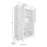 Buffet cuisine séjour 4 portes blanc brillant béton Novia BC Basic Dimensions