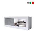 Meuble TV moderne blanc brillant gris ciment Diver BC Basic Vente