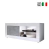 Meuble TV moderne blanc brillant gris ciment Diver BC Basic Vente