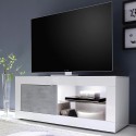 Meuble TV moderne blanc brillant gris ciment Diver BC Basic Promotion