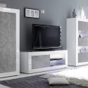 Meuble TV moderne blanc brillant gris ciment Diver BC Basic Réductions