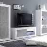 Meuble TV moderne blanc brillant gris ciment Diver BC Basic Réductions