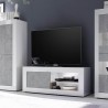 Meuble TV moderne blanc brillant gris ciment Diver BC Basic Choix
