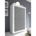 Buffet cuisine séjour 4 portes blanc brillant béton Novia BC Basic Réductions