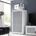 Buffet cuisine séjour 4 portes blanc brillant béton Novia BC Basic Promotion