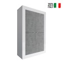 Buffet cuisine séjour 4 portes blanc brillant béton Novia BC Basic Vente