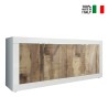 Buffet de séjour 4 portes 207 cm blanc brillant et bois Altea BW Vente