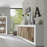 Buffet de séjour 4 portes 207 cm blanc brillant et bois Altea BW Réductions