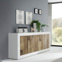 Buffet de séjour 4 portes 207 cm blanc brillant et bois Altea BW Catalogue