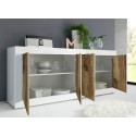 Buffet de séjour 4 portes 207 cm blanc brillant et bois Altea BW Modèle